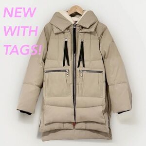 NWT Orolay Women's Beige Long Sleeved Duck Down Hooded Puffer Jacket Size S